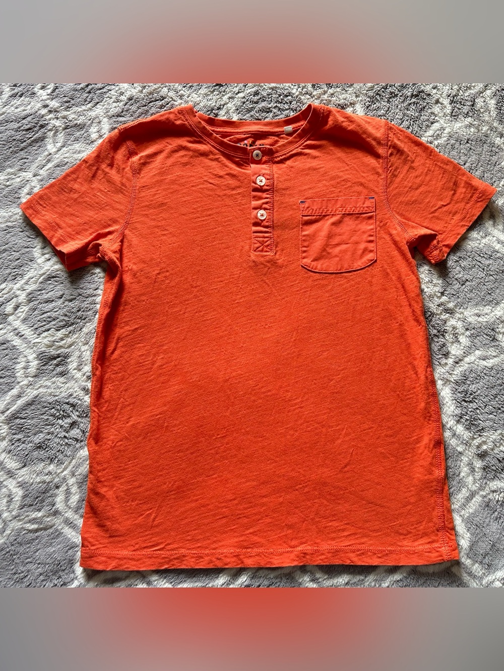 Boden Kids Short-Sleeve Henley Tee - Orange Size 10-11Y